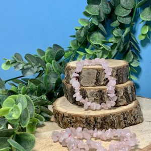 Pulsera de Chips de Cuarzo Rosa