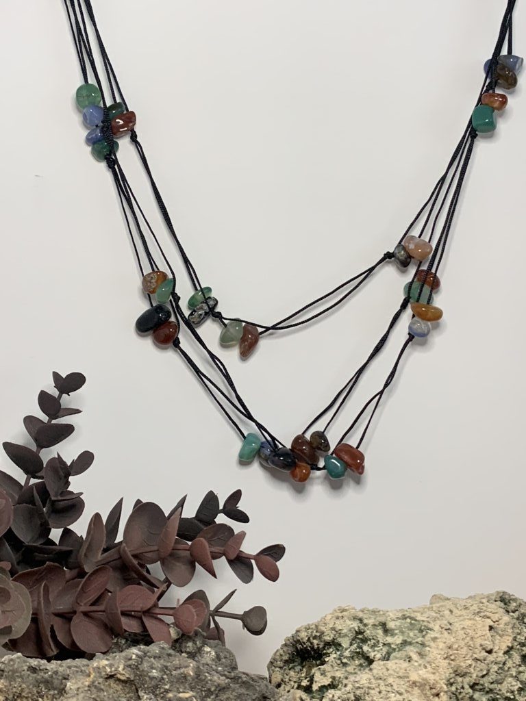 Collar red de pescador Ágata Multicolor