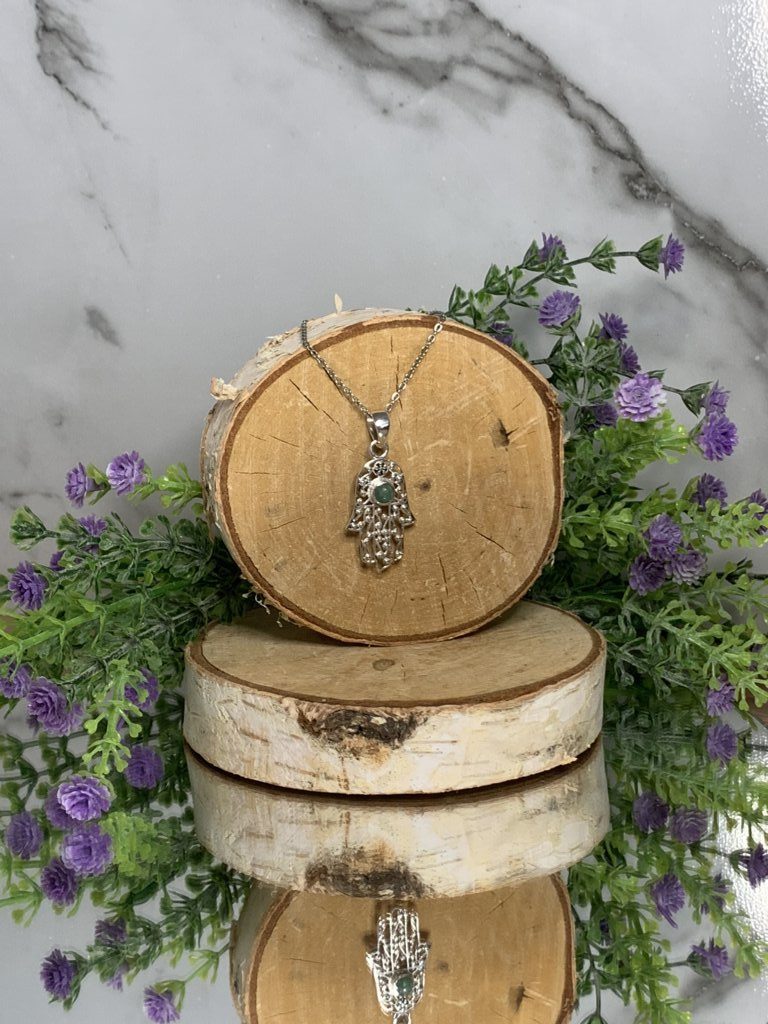 Mano Fátima Esmeralda Plata de Ley