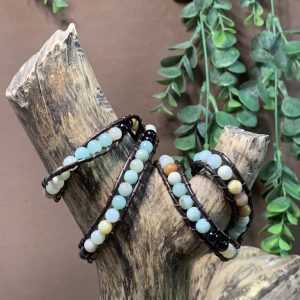 Pulsera de Amazonita y Ágata Negra 0,6cm