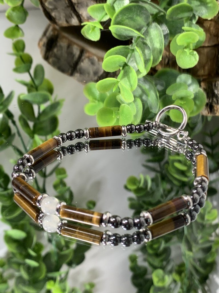 Pulsera de Hombre en Acero, Hematita, Labradorita y Ojo de Tigre - Imagen 4