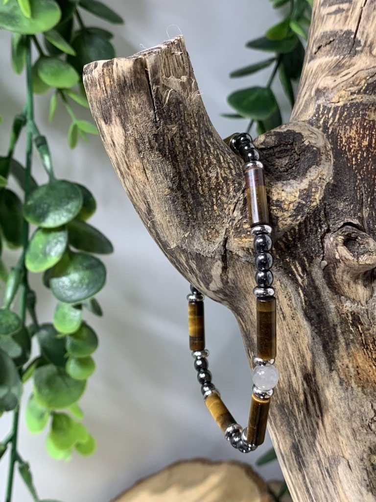 Pulsera de Hombre en Acero, Hematita, Labradorita y Ojo de Tigre - Imagen 5